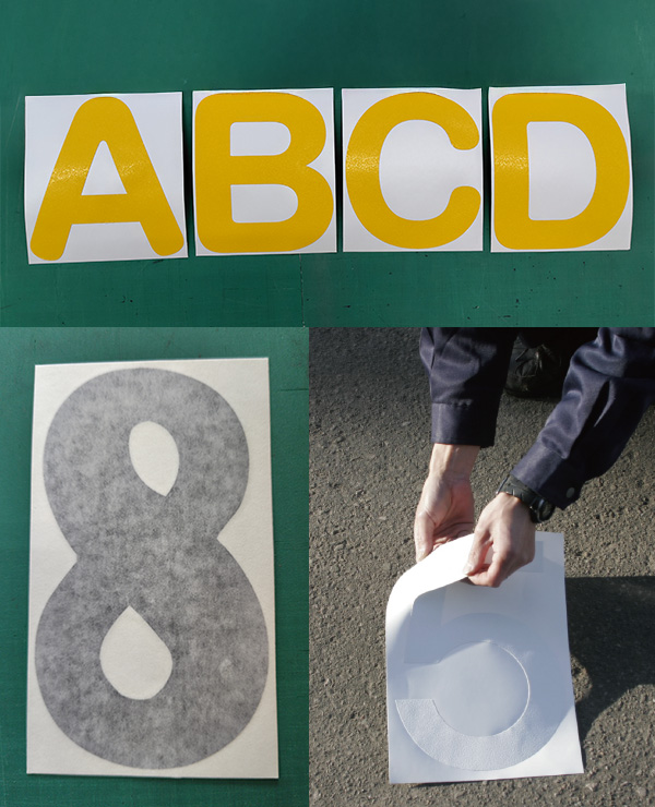 コンクリート・アスファルトに貼れるステッカー数字・アルファベット